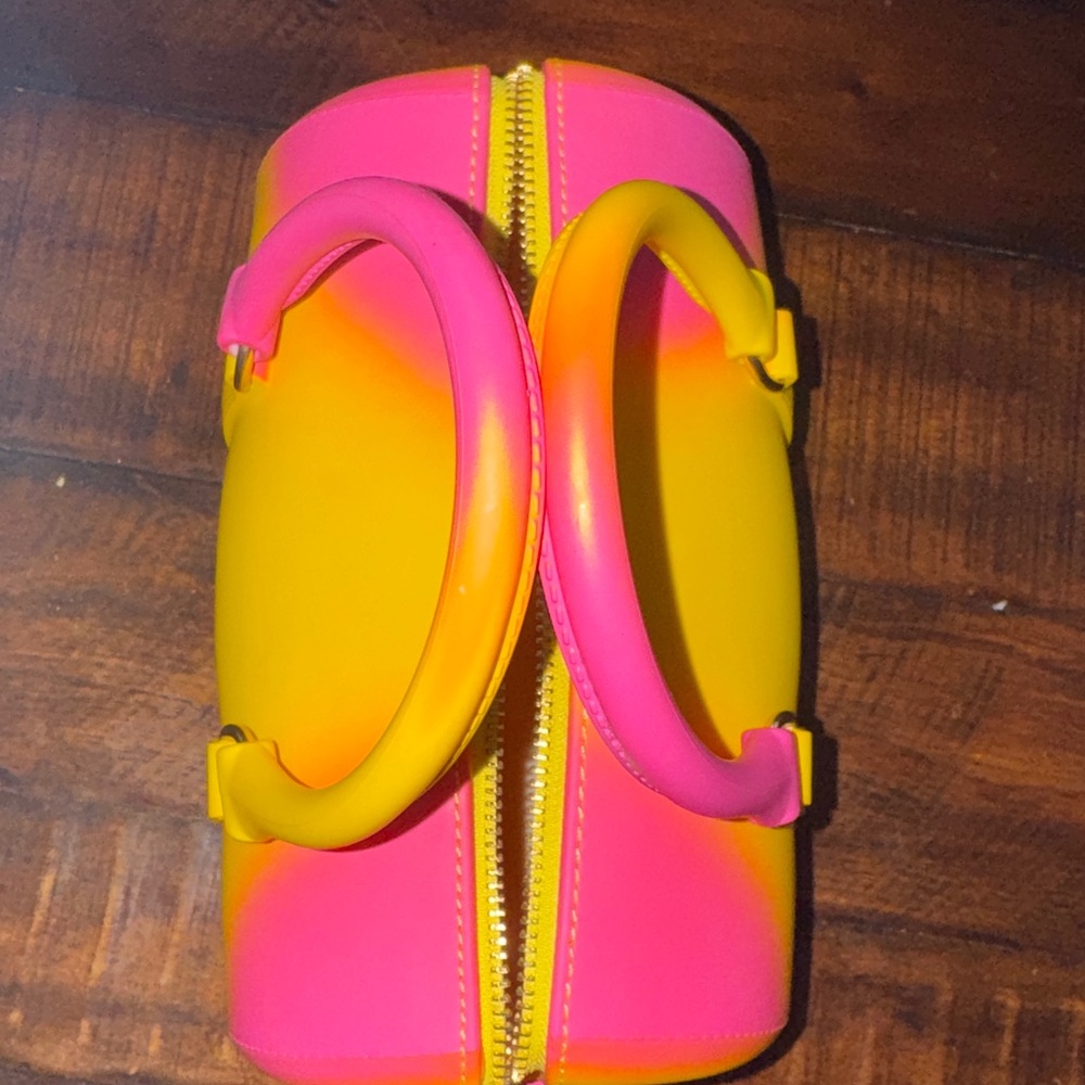 Y2K Neon Jelly Mini Satchel Bag – Pink & Yellow Ombre Top Handle Purse - Picture 8 of 17